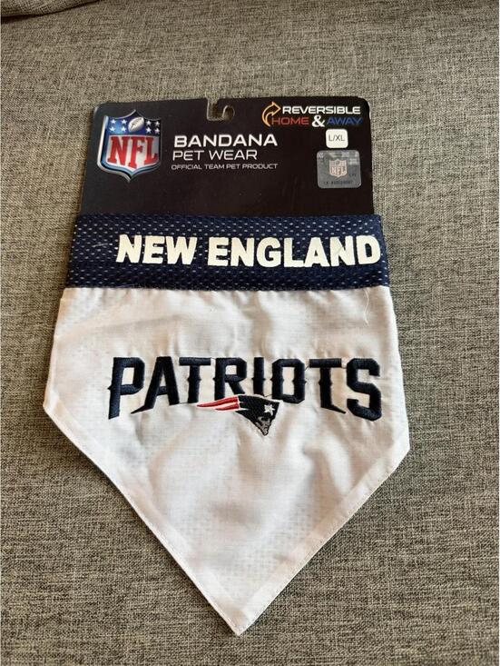 Pets First Other - NFL New England Patriots Pet Bandana Reversible Home And Away Size L/XL NEW